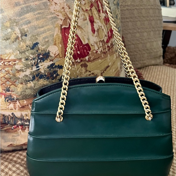 Vintage Garay art deco style emerald green purse with gold chain - Picture 5 of 7